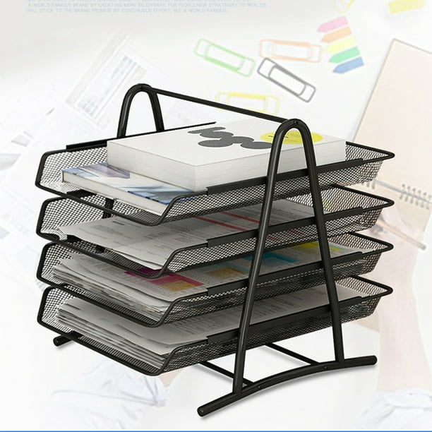 4 Layer Desktop Document Paper Letter File Sliding Tray Desk Organiser Walmart Com Walmart Com