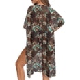 thumbnail image 5 of Xoenoiee Aztec Cow Southwest American Tribal Print Womens Swimsuit Coverup Bathing Suit Cover Up Beach Kimonos Skin Friendly Long Cardigan Open Front Swimwear, 5 of 7