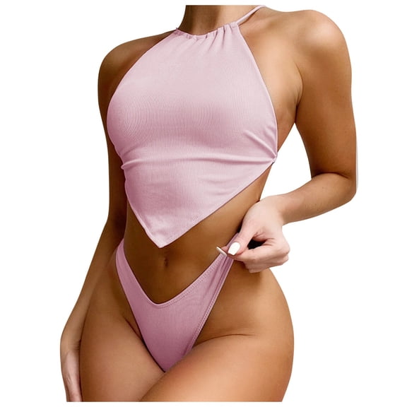 Afdoent Womens Bikini Sets New Chest Covering Bikini Split Swimsuit Bathing Suit 2026 Summer Beachwear