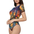 thumbnail image 2 of Lsque Neon Shanghai Cityscape Night Women's Crew Neck Short Sleeve Bodysuit Basic T Shirts Tops Onesie Adult Cute Pajama-XX-Large, 2 of 8