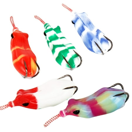 Ray Frogs Crankbait Lures Topwater Frogs Lures Set Fishing Lures with Double Hook Trout Swimbait Soft Frogs Baits 5pcs