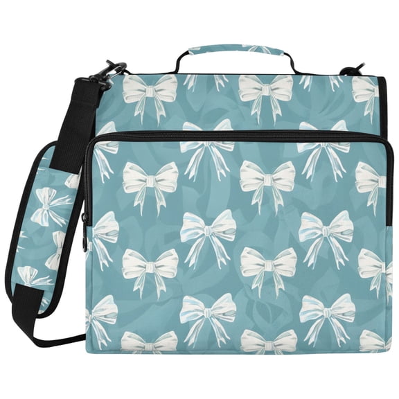 ALAZA Zipper Binder Turquoise Bows Pattern 2 inch 3 Ring 500 Sheet Capacity Trapper Keeper File Folder Organizer Bag