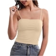 thumbnail image 3 of DailkTrvid Women's Sleeveless Tops Solid-Color Seamless Tencel Padded Wireless Strapless Tank Top, 3 of 7