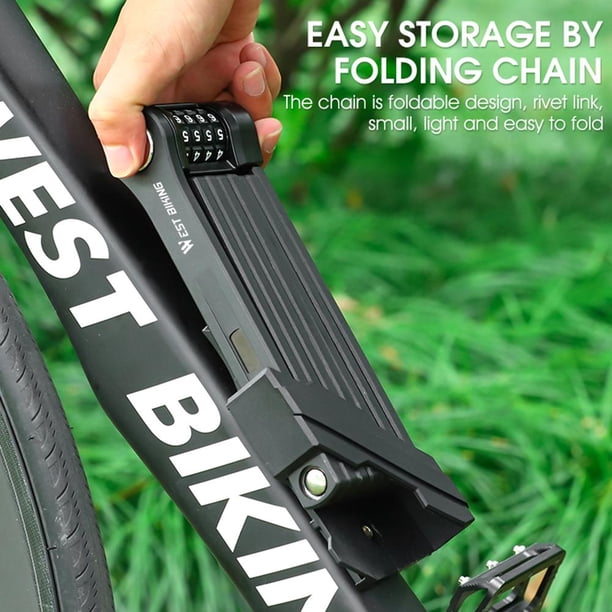 WEST BIKING 1,2 m cadena de bicicleta portátil candados de combinación accesorios de ciclismo
