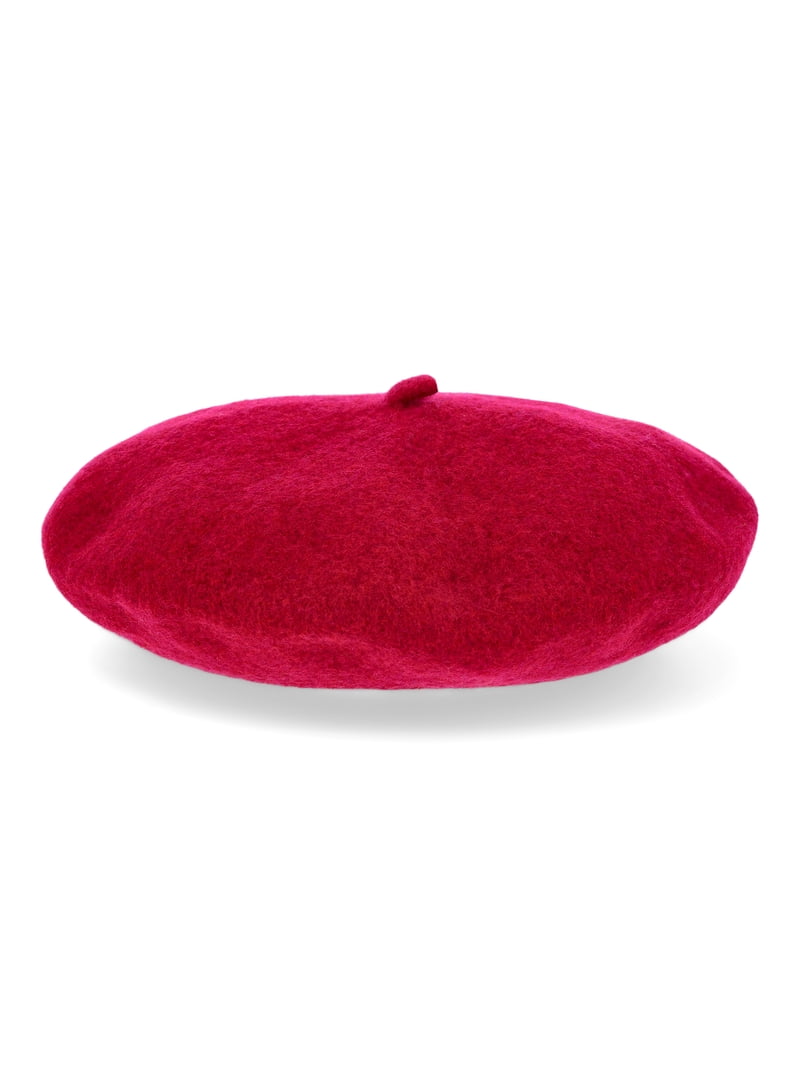 No Boundaries Women's Solid Beret, One Size, Raspberry - Walmart.com