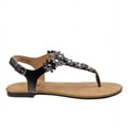 thumbnail image 2 of Beverly Hills Polo Club Girls Toddler Thong Sandal with Multi Flower Accents, Black, 7, 2 of 4
