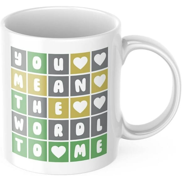 Wordle Valentine's Coffee Mug You mean the Wordle to Me Valentine Day Be Mine Cute Love Gift Idea Heart Coffee Mug Motivation Inspiration 11-ounce White Ceramic Novelty Tea Cup CMP00455