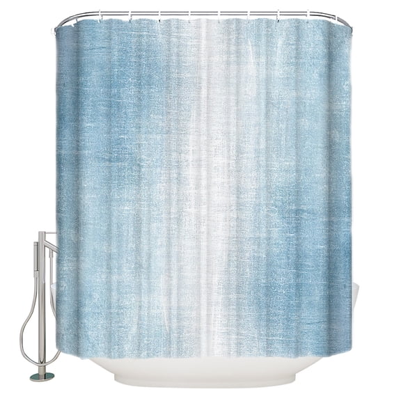 Abstract Geometric Shower Curtain, 66" x 72", Ombre Sky Blue Brush painting Waterproof Bathroom Curtain Washable Shower Curtain Set with 12 Hooks