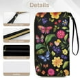 thumbnail image 5 of Womens Wallet Bifold Ladies Cluth Bag Wristlet Wrist Strap Long Purse Butterfly Flower Design, 5 of 6