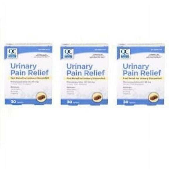 3 Pack Quality Choice Urinary Pain Relief 30 Tablets (Compare to Azo Max Strength Active Ingredient) Each