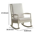 thumbnail image 4 of Benzara Wooden Rocking Chair with Fabric Upholstered Cushions, White-Color:White, 4 of 5