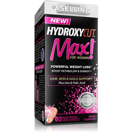 HYDROXYCUT Max For Women Weight Loss Rapid-Release Liquid Capsules, 60