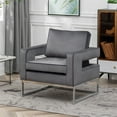 thumbnail image 2 of Chaise d'Appoint Carrie avec Cadre Argenté en Tissu Gris, 2 of 9