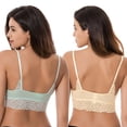 thumbnail image 2 of Curve Muse Plus Size Plunge Unlined Bralette with Floral Lace-2 Pack-YELLOW,SAGE-XL, 2 of 7