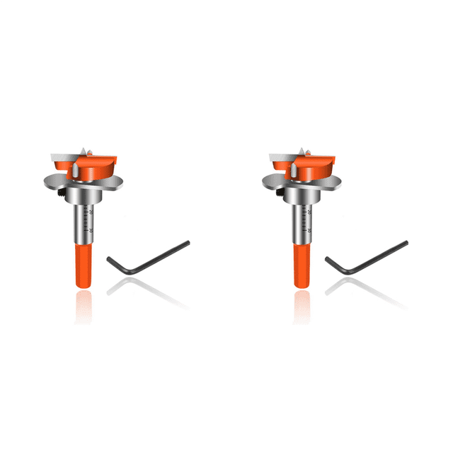 2X Hinge Jig Drill Guide Set, Hex Handle Adjustable 35mm Forstner Bit, Concealed Hinge Boring Jig Drill Guide