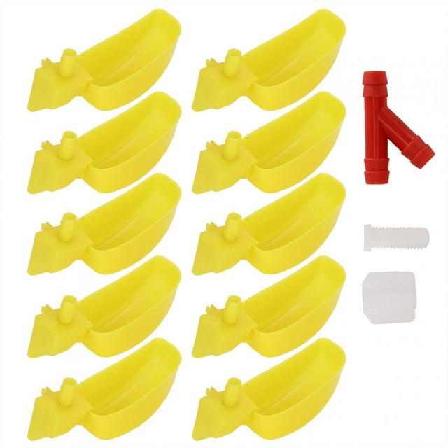 Automatic 10Pcs Automatic Waterers, Yellow Chicken Drinking Bowl, For Chicken Birds Left