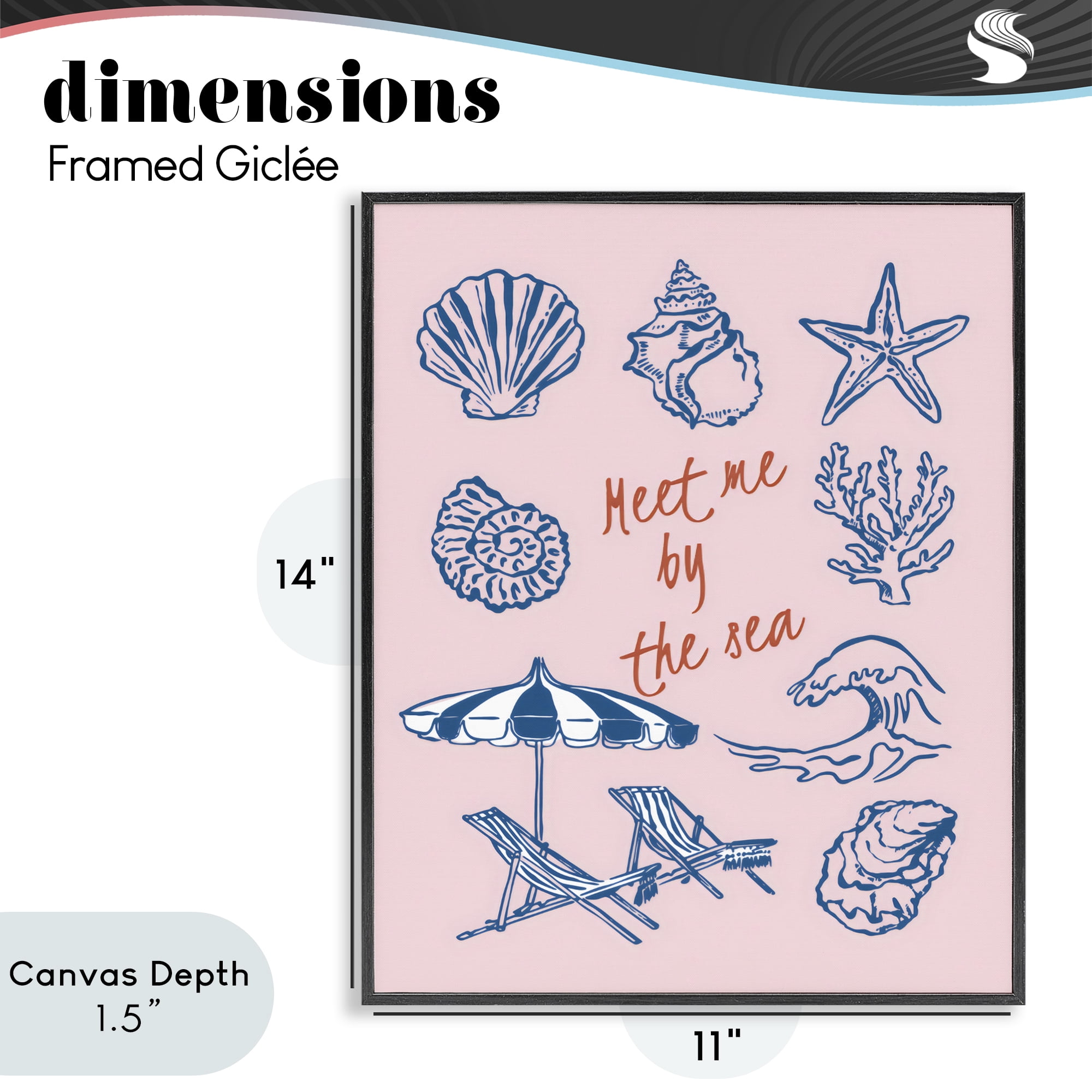 Stupell Industries Meet Me By The Sea Black Framed Giclee Art, design by The Prints Vibe