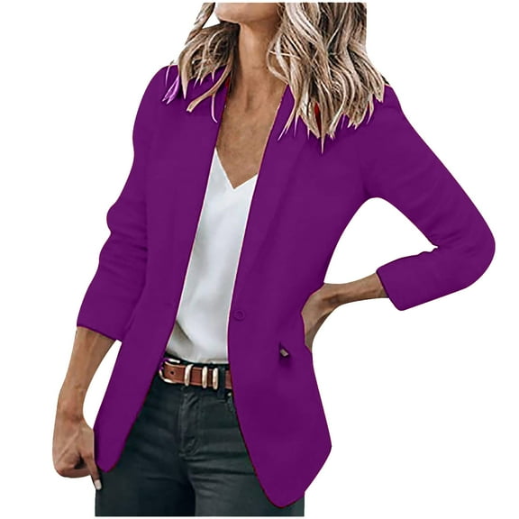 ShomPort Women's Casual Long Sleeve Lapel One Button Slim Business Work Office Blazer Jacket