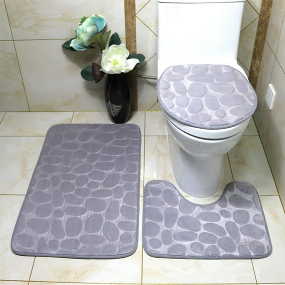 aoksee Bathroom Decor Clearance,Bath Mat Rug 3 Piece, Super Absorbent, Non Slip Backing, Bath Mats for Bathroom, Thick, Machine Washable, Bathtub, Shower, Toilet