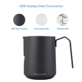 thumbnail image 3 of Easyworkz Espresso Milk Frothing Pitcher Heavy-Gauge Stainless Steel 20 oz Cappuccino Latte Art Cup, Matte Black, 3 of 10