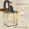 thumbnail image 5 of Bathroom Vanity Light Fixtures Modern Crystal Vanity Light Fixtures Over Mirror，5 Light Modern Crystal Wall Lighting with Square Shade-Black, 5 of 7