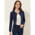 thumbnail image 2 of Chaqueta De Mujer Con Botones Cortos Y Ligeros Vintage De Otoño Con Bolsillos Azul Marino M, 2 of 5