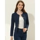 thumbnail image 2 of Chaqueta De Mujer Con Botones Cortos Y Ligeros Vintage De Otoño Con Bolsillos Azul Marino M, 2 of 5