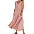 thumbnail image 2 of Robe en Lin de Coton Sans Manches pour Femmes avec Poches Style Boho, 2 of 3