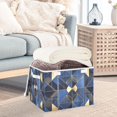 thumbnail image 3 of Yayeee Collapsible Storage Bin with Lid Fabric Closet Decorative Basket with Handles, Blue Geometric Pattern, 3 of 7