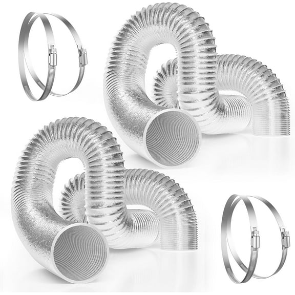 VIVOSUN 2-Pack 4 Inch 25 Feet Flex Air Aluminum Ducting Dryer, Flexible Vent Hose for HVAC Ventilation with Four 4 Inch Stainless Steel Clamps