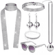 thumbnail image 3 of Accesorios de discoteca para mujer de los años 70, disfraz de Halloween, bufanda de lentejuelas de discoteca, diadema, pulsera de diamantes, collar de bolas, pendientes, gafas, 3 of 4