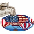 thumbnail image 2 of Independence Day Washable Round Area Rug 3 ft, America The Beautiful Red Blue USA Flag, Soft Non Slip Rugs Stain Repellent Indoor Felt Carpet for Living Dining Room Bedroom Home Office, 2 of 9