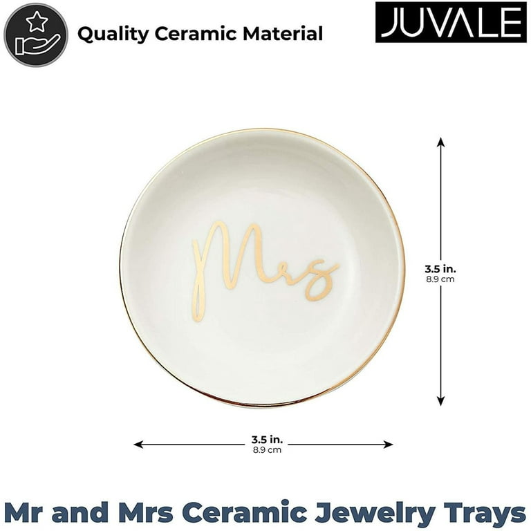 Ceramic Jewelry Trays for Wedding Gift, Trinket Dishes with Mrs