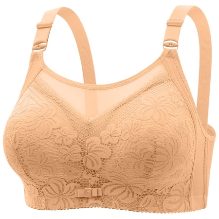 Women s Wireless Push Up Lace Plus Size Breathable Strapless Bra Back Closure with Removable Pads Adjustable Straps Mesh Printed for Yoga Gym Workout