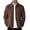 Brown, variant on Men's Leather Jacket Slim Fit Jacket With Pockets Buckskin Jacket