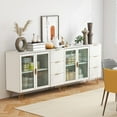thumbnail image 4 of Gymax Buffet Server Sideboard w/ 2 Tempered Glass Doors & 3 Drawers for Kitchen White, 4 of 10