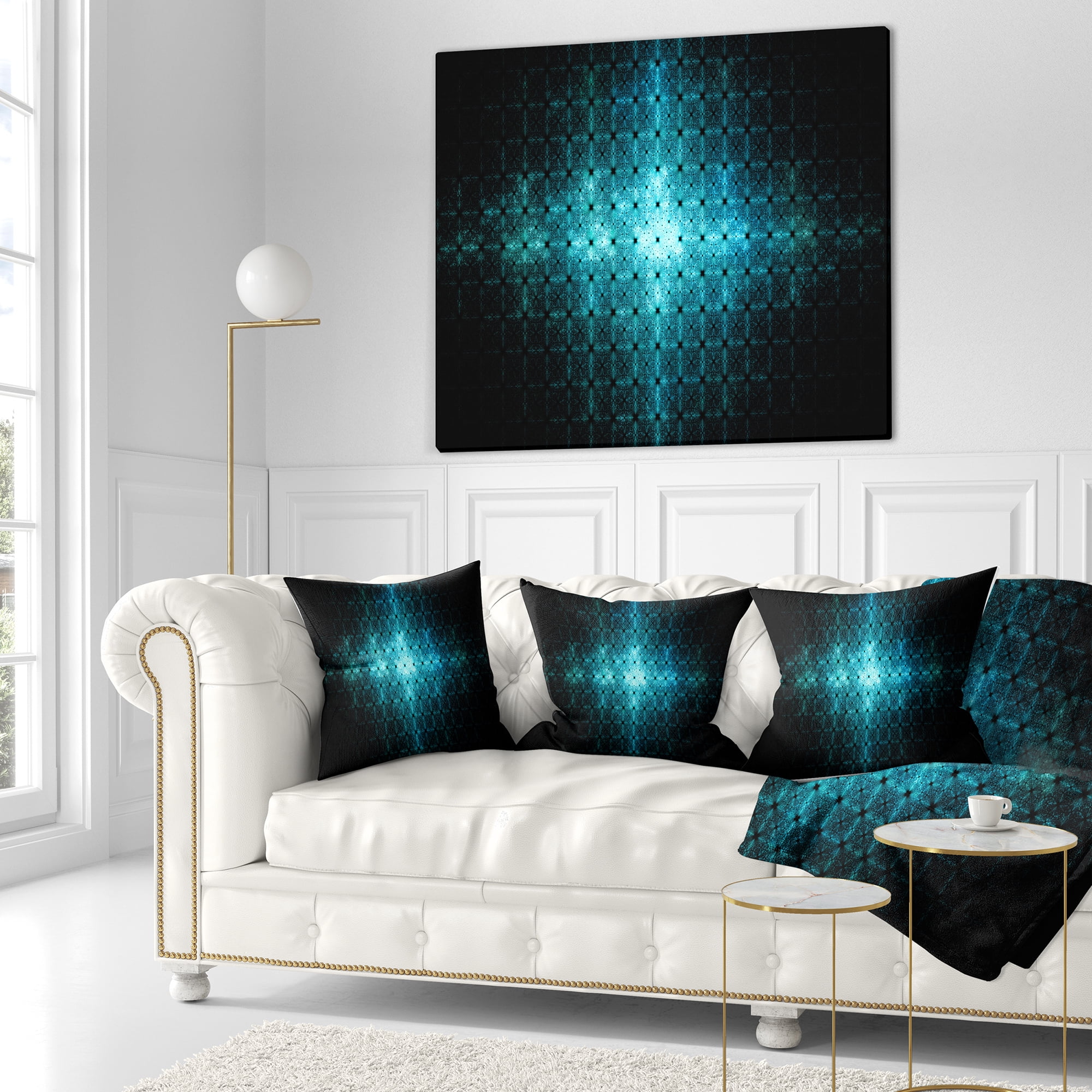 Designart Blue Flash of Light on Radar - Abstract Throw Pillow - 16x16