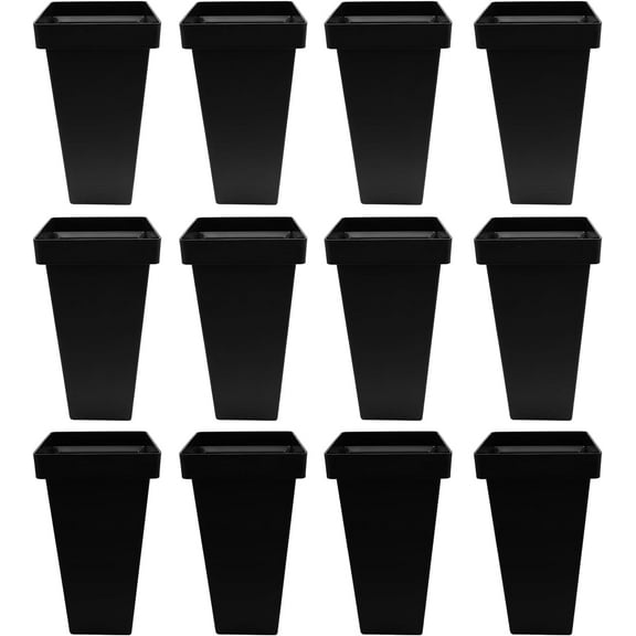 12 Pcs Flower Buckets 13.4 Inch Plastic Flower Bucket for Cut Flowers Modern Round Vases for Centerpieces Display Decorative White Vases for Table Home Wedding Decorations, Black