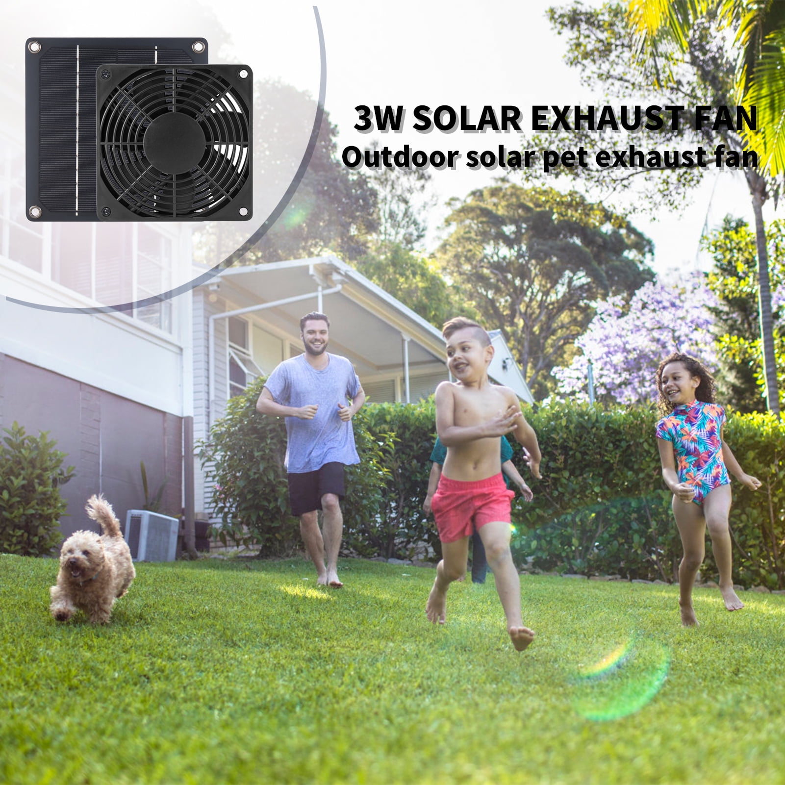 Solar Ventilation Fan with 3W Monocrystalline Silicon Solar Panels for