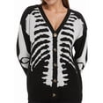 thumbnail image 1 of Suéteres Tipo Cárdigan con Estampado de Calaveras para Mujer, Abrigos de Punto Unisex de Larga Cráneo Negro L, 1 of 10