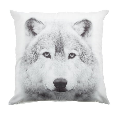 Kate And Laurel Como Decorative Wolf Print Square Throw Pillow