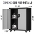 thumbnail image 2 of NICEGDLT Metal Garage Storage Cabinet with Wheels,31.89" H Steel Lockable Cabinet with 2 Doors and 1 Adjustable Shelf, Small Rolling Cabinets for Home Office, Garage, BlackGray, 2 of 10