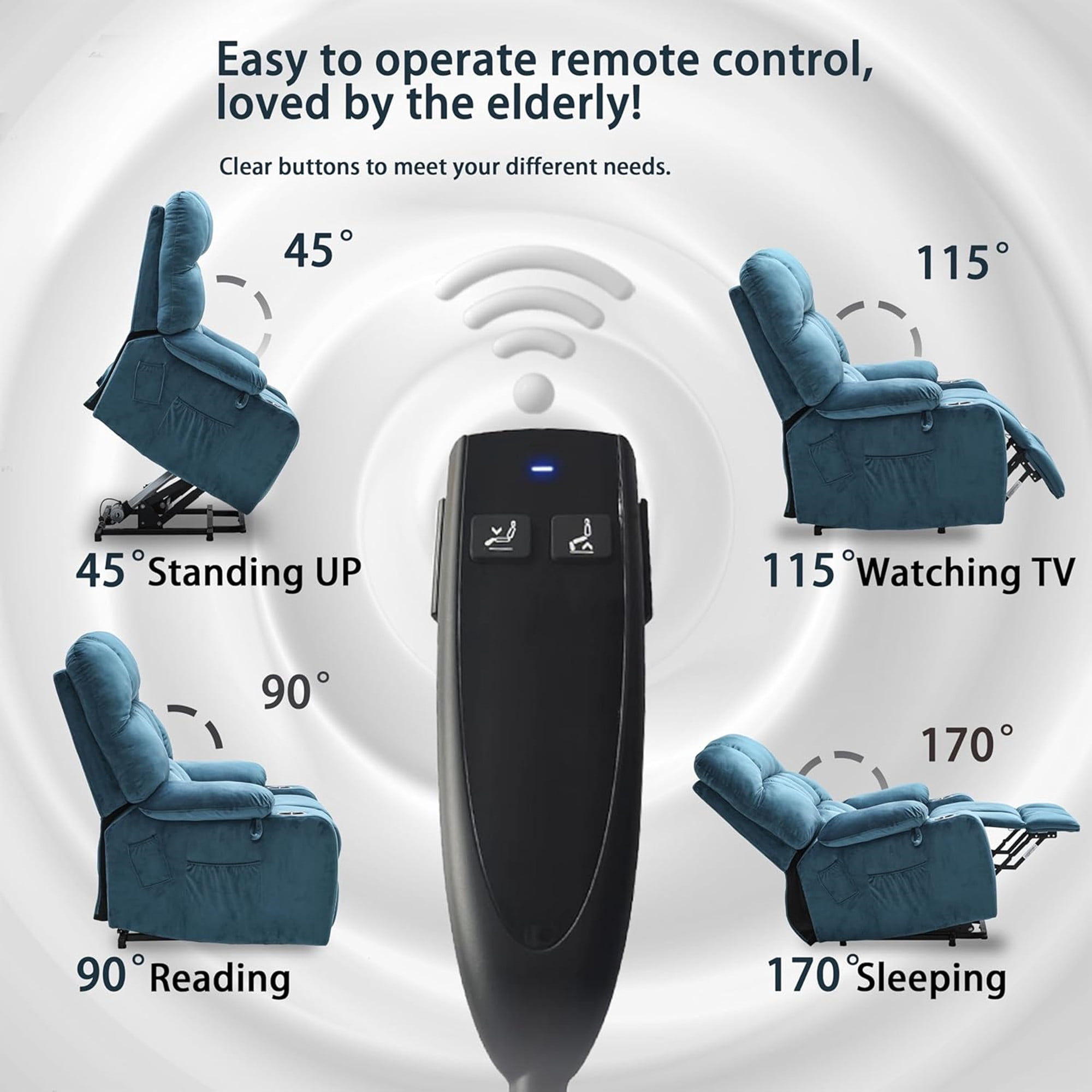 LITVZ Heavy Duty Recliner Chairs with Cup Holders for Adults Big and Tall, Oversized Power Recliner Lift Chair for Elderly, Heat and Massage, Stand Up, Lay Flat 160 Degree Sleeping