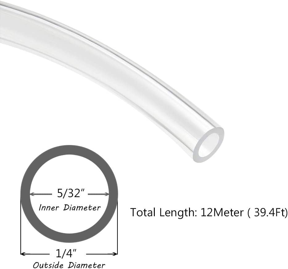 MKEUDQ-Beduan Pneumatic Tubing Pipe 1/4" OD Clear Air Compressor PU Line Hose Tube for Water Fluid Transfer 12Meter 39.4ft