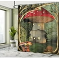 thumbnail image 5 of Ambesonne Colorful Shower Curtain, Mushroom Magic Forest, 69"Wx70"L, Red Pale Coffee Green, 5 of 5