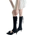 thumbnail image 3 of Women Ballet Leg Warmers, Sheer Tie Strap Scrunch Calf Socks for Layered Outfits, 3 of 7