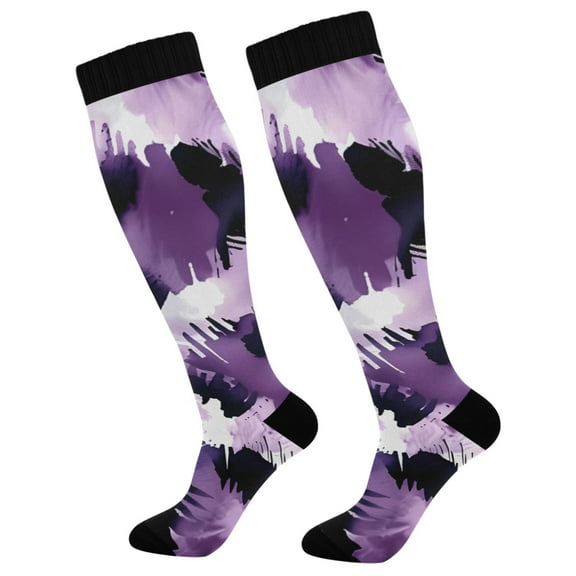 joogoo Purple Leopard Long Socks Women Men Knee High Sock