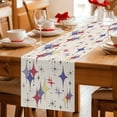 thumbnail image 5 of Red Yellow Diamond Table Runner - 70 Inch Long Modern Geometric Middle Century Beige Cotton and Linen Blended Dress Scarves Farmhouse Table Runner for Kitchen Dining, Coffee Table, 13" x 70", 5 of 8