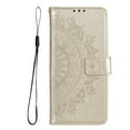 thumbnail image 7 of Allytechgroup Flip Cover Case for Samsung Galaxy S25, Mandala Embossed Stand Cards Holder Folio Flip Cover Shockproof Hand Wrist Phone Case for Samsung Galaxy S25, Gold, 7 of 7