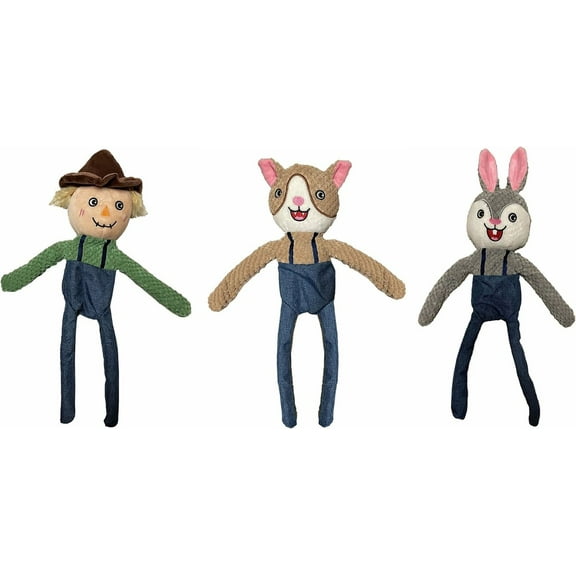 Scoochie Pet Rope Filled Farm Friends Squeaky Dog Chew Toy, 15-in